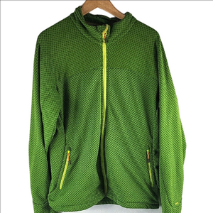 MEC Men's Bright Green Lightweight Hooded Jacket with Yellow Zippers